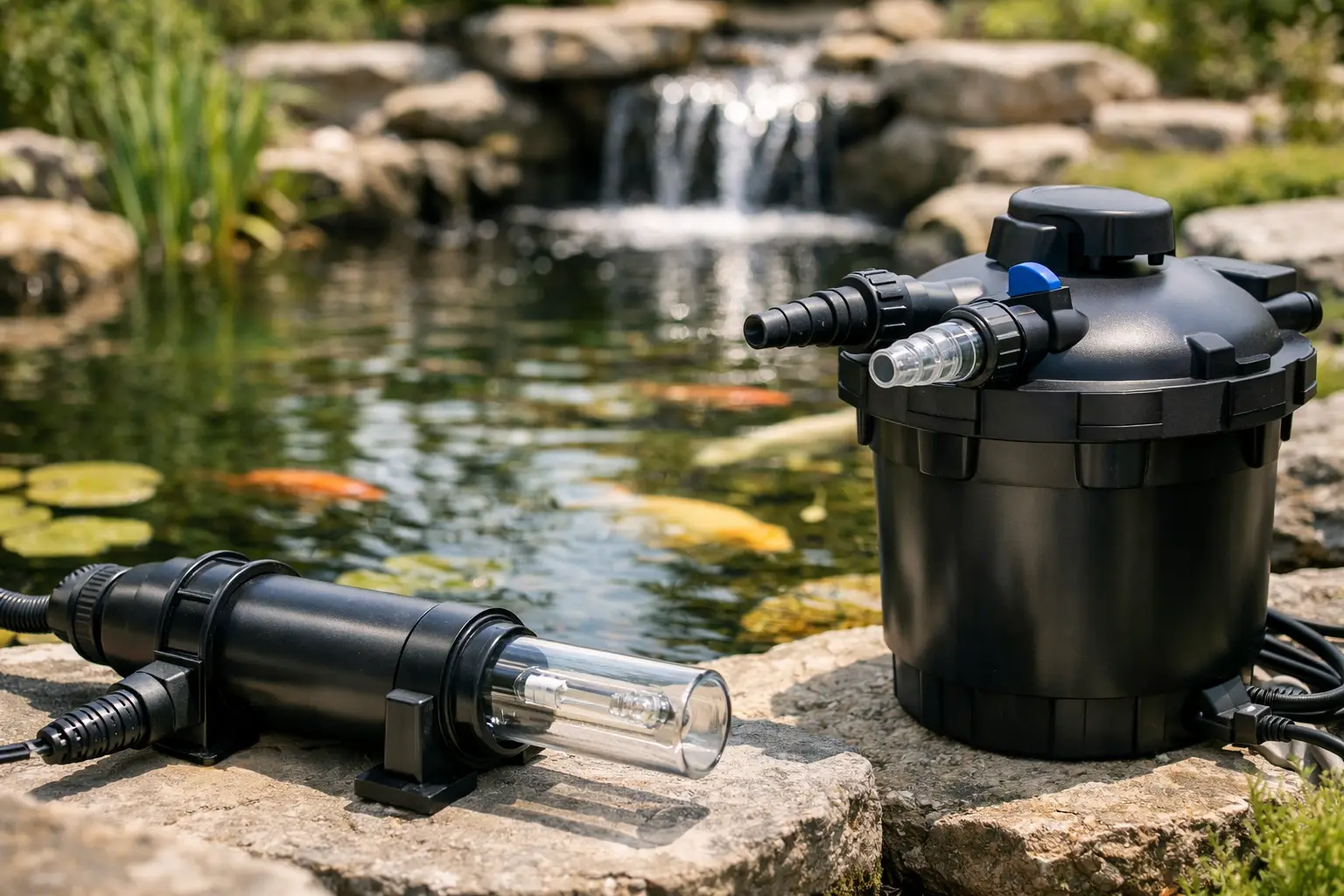 UV lamp of filter voor helder vijverwater